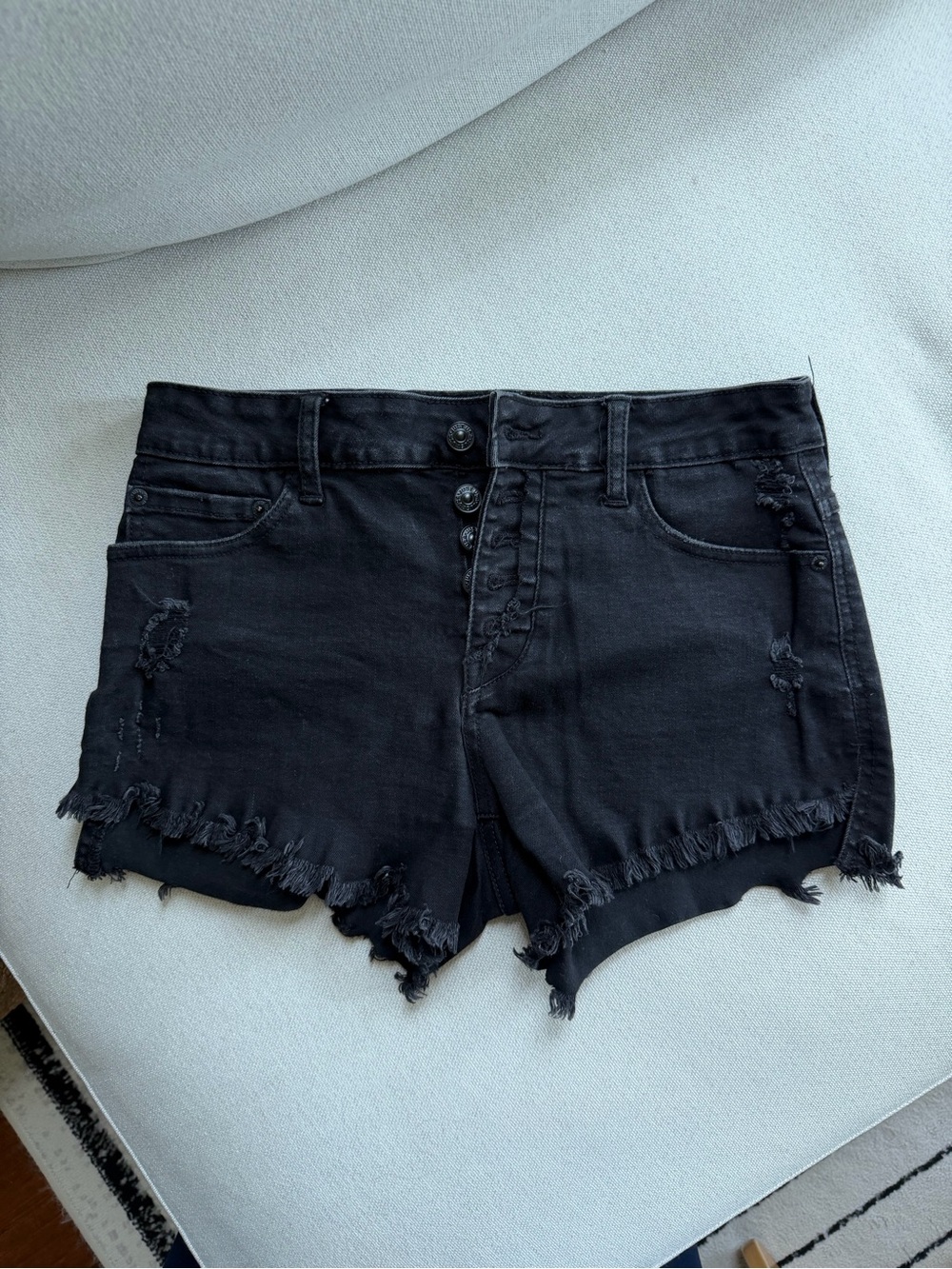 Just USA Black Distressed Frayed Hem black Jean Shorts